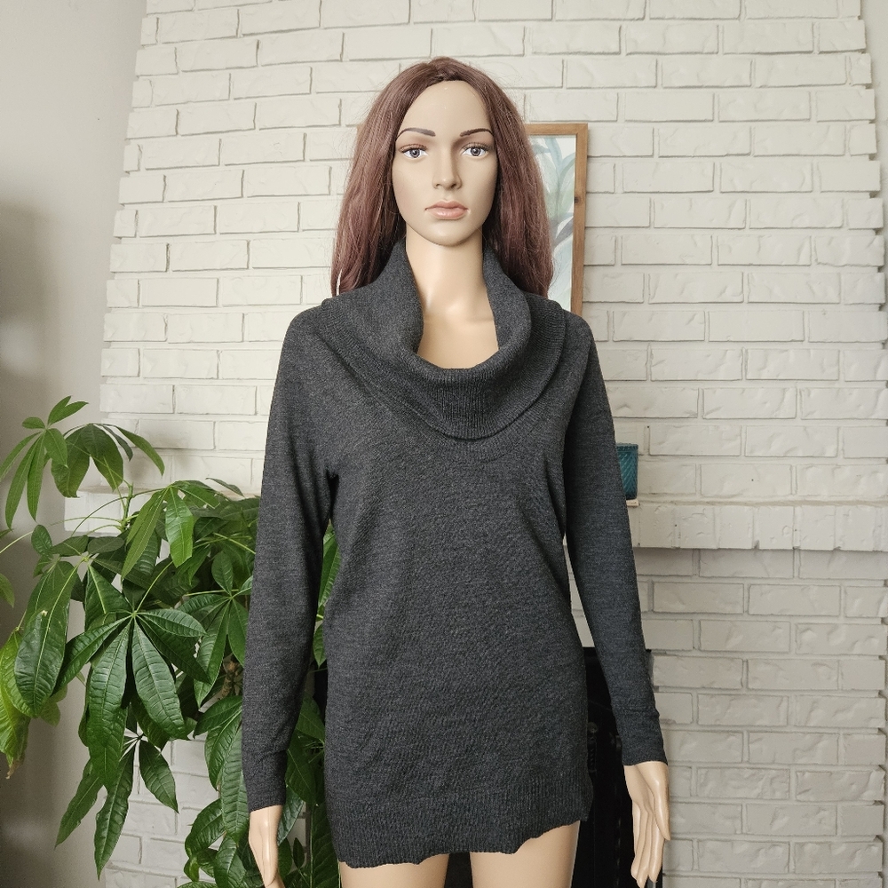 Theory Women's Gray Sweater Cowl Neck Wool Blend